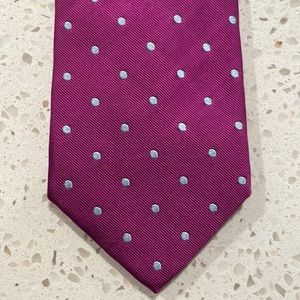 Charles Tyrwhitt magenta and silver polka dot silk tie